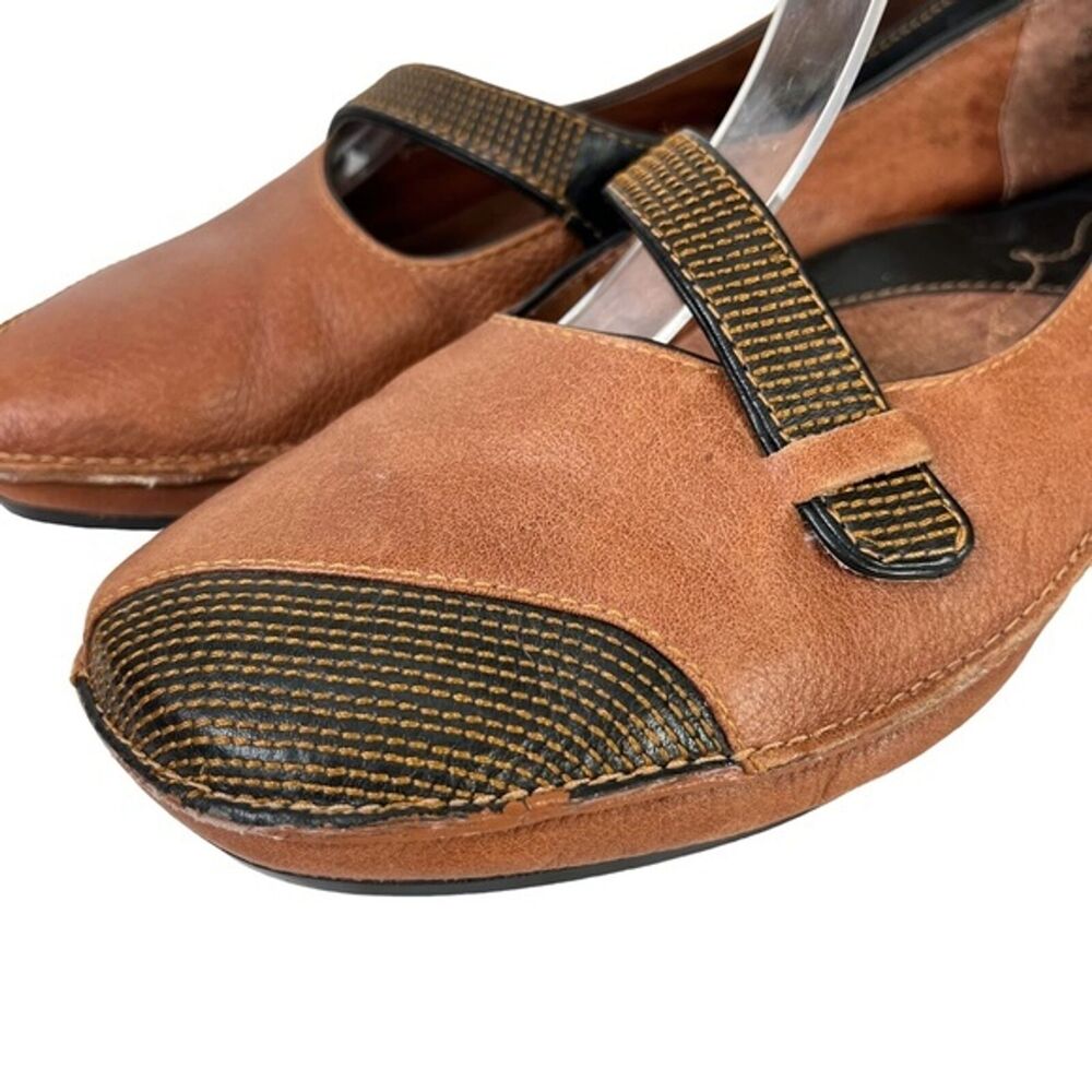 CLARKS Genuine Leather Mary Jane Flats Loafers Black Brown Casual Shoes sz 6.5 - Picture 9 of 12